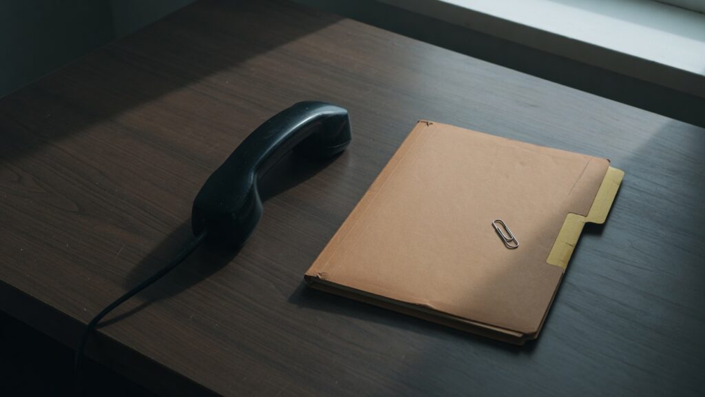 Collection Agencies That Buy Charged-Off Debt 1 A telephone handset face down beside a closed folder and a paper clip