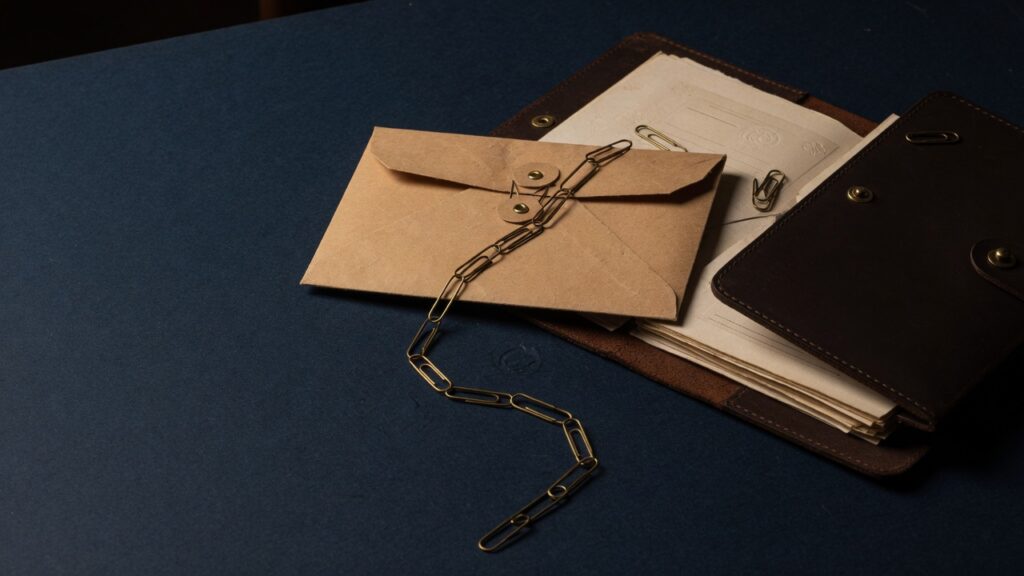 Chain of Title: The Documents That Prove a Debt Sale 1 Sealed envelope and linked paper clips on a dark desk, suggesting a chain of documents