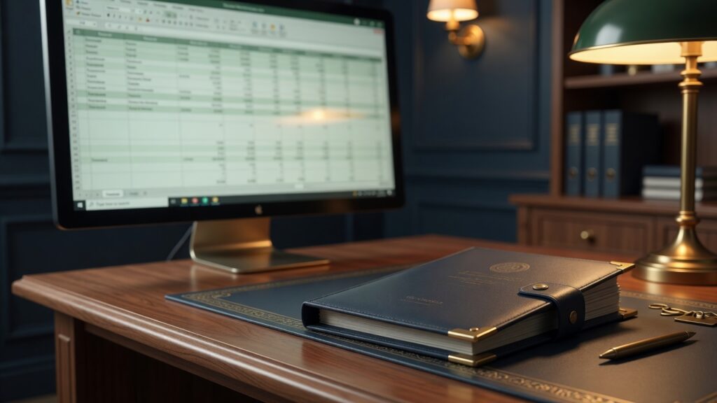 How Charged-Off Debt Buyers Earn a Spread 1 Unreadable spreadsheet beside a folder, illustrating a buyer’s spread worksheet